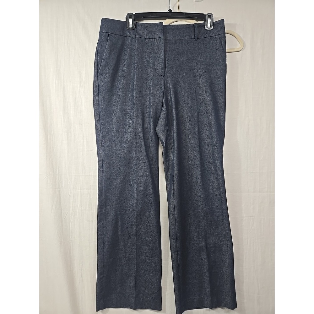 Talbots Newport Pants Women's Size 8, Navy Blue Demin Look Wide‎ Leg Stretch